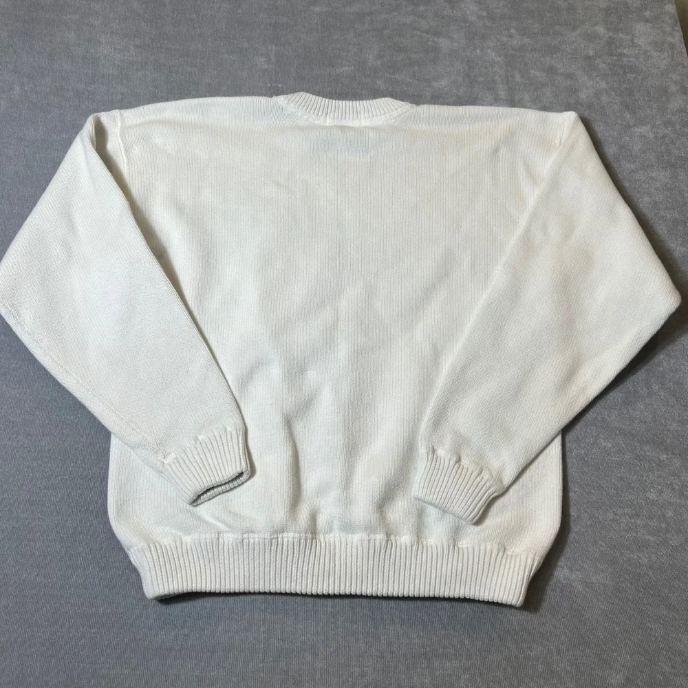 Vintage Polo Ralph Lauren Mens White Cotton Crewneck Sweater Made in USA Large